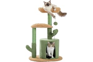 PETEPELA Drapak dla kota, 78 cm, nowoczesny drapak dla małych i średnich rozmiarów, z pluszową jaskinią, kulą z pomponem, lina sizalowa, drążek do drapania