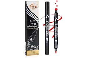 Yuccer Eyeliner Delineador de Ojos Waterproof Rojo Lapiz de Ojos Liquido Larga Duracion Eye Liner Sello Maquillaje Mujer Regalo para Cumpleaño (Rojo Estrella)