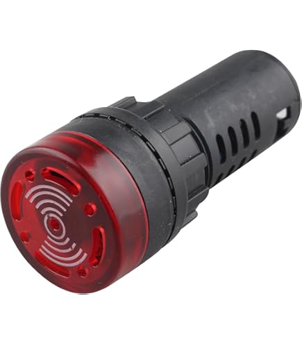 3 Pz Segnalatore Luminoso LED Con Cicalino Uxcell AD16-22SM - Rosso 220V AC 22mm