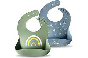 Moonkie Bavaglini in silicone per neonati Set di 2, Bavaglini regolabili in silicone morbido e durevole senza BPA per neonati e bambini