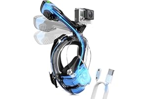 ORSEN La primera máscara de esnórquel estándar de CO2 en todo el mundo, con certificación SGS y DEKRA® con CO2 de seguridad de buceo, 180° de vista panorámica, antivaho y antifugas, máscara de buceo completa para adultos y niños con soporte para cámara