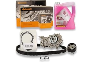 LOTT-AUTOTEILE Contitech Wasserpumpe + Zahnriemensatz + 5L Kühlerfrostschutz Rot