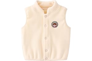 ANIMQUE Gilet in Pile per Bebè Bambini Vello Polare Autunno Inverno Bambina Senza Maniche con Bottoni a Pressione Giacche Ragazzi Ragazze Caloroso Capispalla Cardigan Top con Motivo