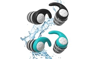 LUXIREMI 2 Pairs Waterproof Swimming Ear Plugs for Adults Reusable Soft Silicone Swim Earplugs Perfect for Surfing, Diving,Pool,Showering.