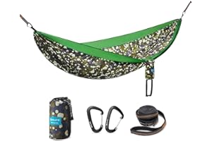 OLIFE Sunbreeze Double Hamac d'extérieur de Camping, Suspendu en Plein air Portable en Recyclé Nylon Ultraléger avec Sac pour Jardin, Patio, Randonnée(300 * 200cm)