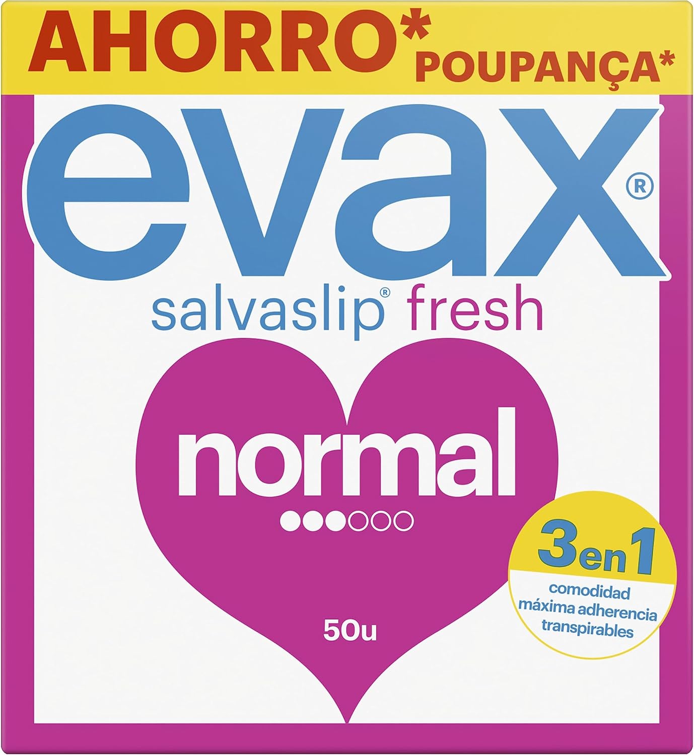Evax Salvaslip Normal, 50 unidades, Protección, Comodidad y Sistema No Olor