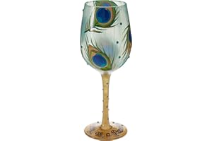 ENESCO Lolita 4056857 - Verre a Vin - Beau comme Un Paon Verre Vert 22 x 8 x 8 cm
