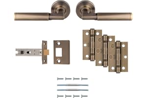 CARLISLE BRASS Belas - Ultimate Door Pack - Antique Brass - Including a Pair of Designer Handles, 3X Hinges and a 3" CE Latch -