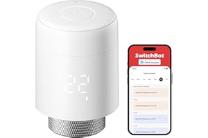 SwitchBot Thermostat de radiateur connecté, contrôle Via Bluetooth & appli avec minuteur, Installation Facile, économie d'énergie, Compatible Alexa, Apple Home & Google Home (SwitchBot Hub requis)