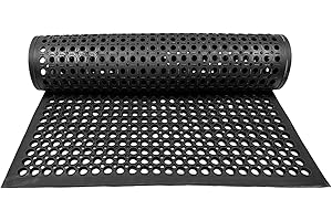 LIFESTYLE COMFORT LTD LSC Outdoor Rubber Door Mat Non-slip Drainage Mat for Entrance Commercial Rubber Floor Mat Heavy Duty Anti Fatigue Mats for Industrial Kitchen Restaurant Garage Garden (1, 90 X150 CM)