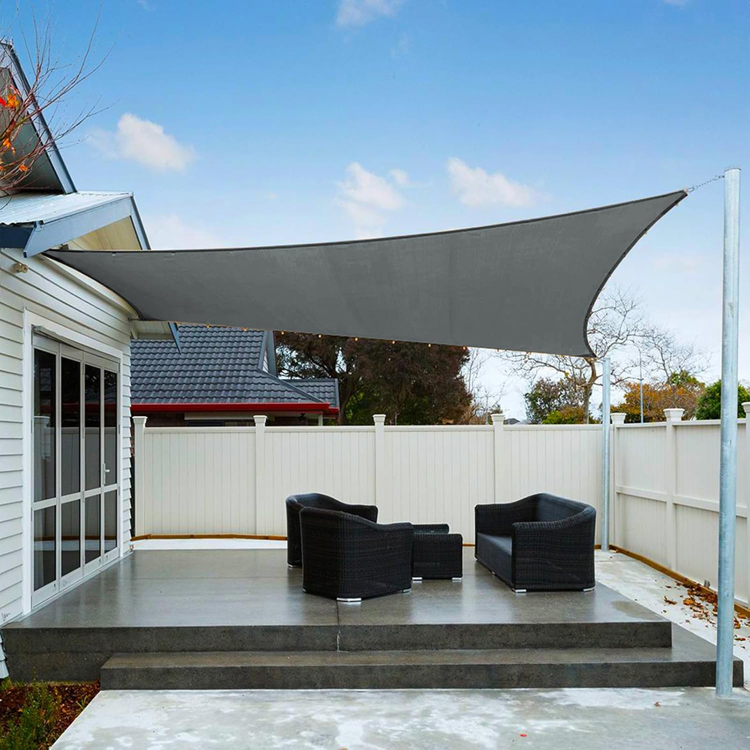 AXT SHADE Sun Shade Sail Waterproof 2.5x2.5m Square UV Block Canopy Awning for Patio Outdoor Garden Backyard -Anthracite