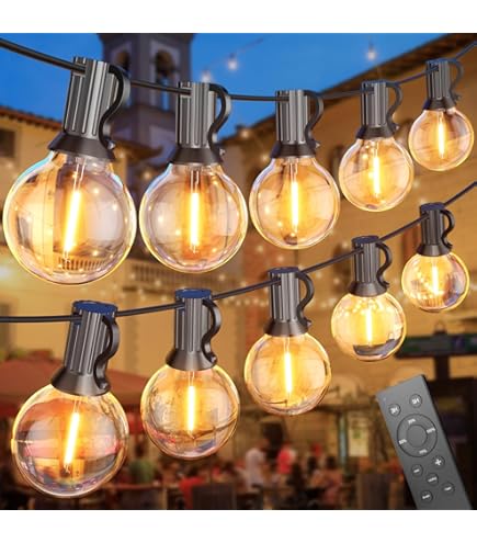 Dubistda Lichtsnoer voor buiten met afstandsbediening, 15 m, G40, 25 2 led -gloeilampen, 4 modi, dimbaar, IP44, waterdicht, decoratie voor feest, tuin, terras, erf