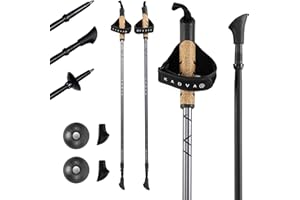 KADVA Bâtons de Marche Nordique Nordic Walking ARUKU Couleur Noir avec Taille Réglable 83-135 cm Système de Blocage Rotatif Twist Lock pour la stabilité et la sécurité