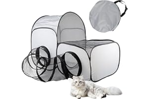 RUNPEAK Cat Tunnel - Foldable Cat Enclosure, Outdoor Kitten Playpen, Indoor Pet House for Kittens Puppy Dog, Multi-use Playpen Tunnel Box, Portable and Lightweight for Travel, chongwulong