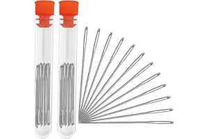 BLMHTWO 40 Pieces Sewing Needles, Embroidery Needles Needles for Sewing with Large Eye and 2 Clear Storage Box Hand Sewing Needles for Leather Yarn Silk Denim Jeans Felt Craft, 51mm/2 inch