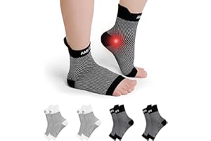 PUTUO Neuropathie Socken für Herren Damen: Orthopädische Kompressionssocken Plantarfasziitis Socken Sprunggelenkbandage Große L/XL Weiß Schwarz 4 Paare