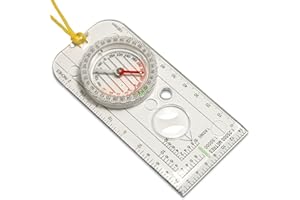 CampTeck U6867 Waterproof Orienteering Compass – Acrylic Navigation Compass with Neck Lanyard + Magnifying Glass – Expedition Map Reading, Camping, Mountaineering, Hiking, Army & Outdoor Activities