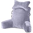 Reading Pillow-Bed Rest Pillow with Detachable Neck Roll & Higher Support Arm for Sitting in Bed Couch or Floor-Backrest Reading Pillow Adult Back Pillow for Reading/Watching TV/Gaming/Relaxing