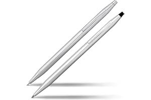 CROSS Classic Century Lustrous Chrome Pen and Pencil Set incl. Premium Gift Box – Refillable Medium Ballpen & 0.7 mm Pencil