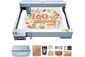 ATEZR V35 Plus 160W Grabadora Láser con Air Assist, CNC Cortadora Láser, 34-36W Potencia Láser, Punto comprimido de 0,06 * 0,1mm, para Madera/Metal/Vidrio