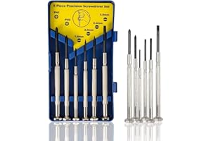 GAROMA 6Pcs Mini Screwdriver Set, Eyeglass Repair Screwdriver, Precision Repair Tool Kit with 6 Different Size Flathead and Philips Screwdrivers, Ideal for Watch, Jewelers