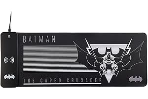 Power Idolz Tapis de Jeu DC Comics Batman XL RGB avec Chargeur sans Fil 15W | LED Personnalisables, antidérapant, résistant aux éclaboussures