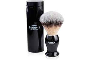 BENNY'S OF LONDON Shaving Brush | FREE Travel Case | BENNY'S | Luxury Brush | Gentle Exfoliator | Removes Dirt, Dead Skin and Reduce Blemishes | Men's Gift Idea | Creates The Best Shaving Cream Lather | Made in The UK