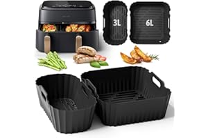 YFKJEU Moule Air Fryer pour Philips Dual Basket Airfryer Série 3000 9 Litres(6L/3L) - Moule Silicone Accessoires Airfryer Réutilisable Plat pour Philips Airfryer Série 3000-5000 9L, Cookwise Dual 9L