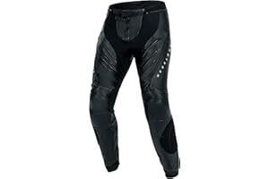 REBELHORN Veloce Motorradhose Herren | Leder | Knie und Hüftprotektoren Stufe 2 | Knieschieber | 2 Belüftungskanäle mit Reißverschluss | Größen bis 62