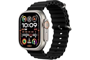 JJii Sung Original Ocean Silicone Sport Armband - Kompatibel mit Apple Watch Ultra 2/Ultra Armband 49mm 46mm 45mm 44mm, Weiches für iWatch Ultra 2, Ultra SE 10/9/8/7/6/5/4/3/2/1