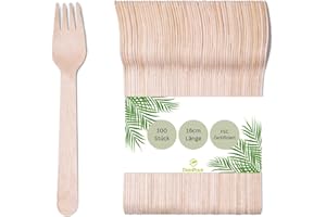 ‎DEINPACK DeinPack 100 Holzgabeln Birke 16cm | biologisch abbaubar | Nachhaltiges Besteck | Einwegbesteck | Holzbesteck