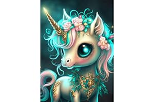 CEOVR 5D Diamant Painting Adulte Licorne Peinture Diamant Adulte Animal,Kit Diamond Painting Enfant 30x40 cm Diamond Painting Kit Complet,Tableau Strass Diamant Art,Magnifique Bébé Licorne