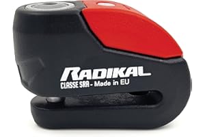 RADIKAL RK10 Antivol Moto Homologué SRA Bloque Disque Premium avec Alarme 120dB on/Off Activation, LED Alerte, , Double Verrouillage 10mm en Acier Cémenté, Bloc Disque Moto Scooter