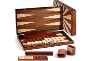 Syrace Ensemble de Backgammon Pliable en Bois – avec pièces de Jeu et Accessoires en Bois – 2 Joueurs – Taille L – 38,1 cm – Design Exquis Fait à la Main, Parfait pour Les Adultes et Les Enfants