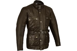Bikers Gear Manteau en Cuir Marron, Style Classique, Trench Coat, Unisex, Homme, Regular, 3XL, Water Repellent, Motards, Amateurs de Moto, Passionnés de Moto Classique
