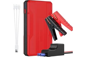 Horsdo UltraSafe Tragbarer Starthilfe Powerbank, 1200A Spitzenstrom (bis zu 3,0L Benzin / 2,0L Diesel-Motoren), Auto Starthilfe Powerbank für 12V-Fahrzeuge mit USB Schnellladung und LED-Taschenlampe
