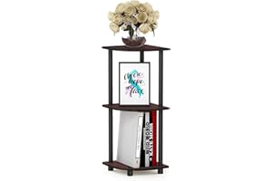 Furinno Turn-N-Tube Étagère Polyvalente pour Présentoir d'Angle à 3 Niveaux, Cerise Foncé/Noir