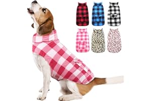 Kuoser Warm Dog Coat,Reversible Dog Jacket Waterproof Dog Winter Coat British Style Plaid Dog Clothes Pet Dog Cold Weather Coats Cozy Snow Jacket Vest for Small Medium Large Dogs,dog coat with harness