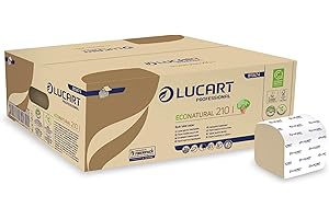 Lucart Professional, EcoNatural 210I, Carta Igienica Interfogliata in Fiberpack, Ideale per Bagni Pubblici e Uffici, 210 pezzi per confezione, 10x21 cm, 40 confezioni