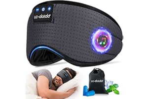 LC-dolida Masque de sommeil Bluetooth avec écouteurs pour dormir sur le côté, casque de sommeil respirant, masque pour les yeux pour dormir, haut-parleurs HD confortables intégrés, aides au sommeil