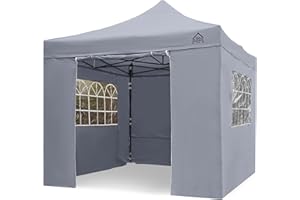 All Seasons Gazebos | 3x3m Pop Up Gazebo with 4 Premium Side Walls, Accessory Pack & Wheeled Bag | Heavy Duty, Fully Waterproof, High-Grade Materials (Metallic Grey)