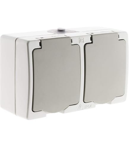 Presa Doppia Schuko 230V Con Interruttore IP44 – RoadEu 70920 – Grigia Per Esterno/interno