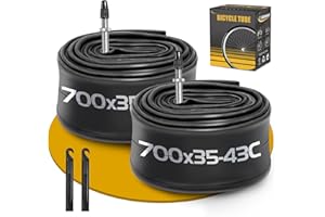 GESINIKAD 2 Pack 700 x 35-43C Road Bike Tubes, Compatible with 700 x 35C/36C/37C/38C/39C/40C/41C/42C/43C Bike Tire, Butyl Rubber Inner Tube with 2 Tire Levers for Road Bike