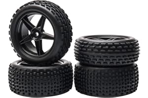 Pxyelec Vorderräder und Reifen, Maßstab 1:10, schwarz, 5 Speichen für HSP