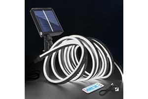 KISUFU 12V Neon Ruban Led avec Contrôleur de panneau solaire, SMD 2835 120 Leds/m Bande lumineux néon, Énergie solaire flexible IP67 Etanche Silicone Néon Light Strip pour Extérieur Déco.