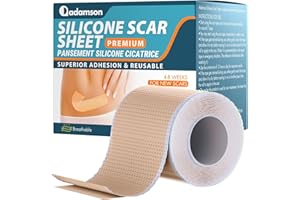 ADAMSON Pansement Silicone Cicatrice Premium - Silicone Scar Sheets Professionnelles Pour les Cicatrices Causées par la Césarienne, la Chirurgie, les Brûlures, la Chéloïde (Rouleau de 4cm x 1.5m)