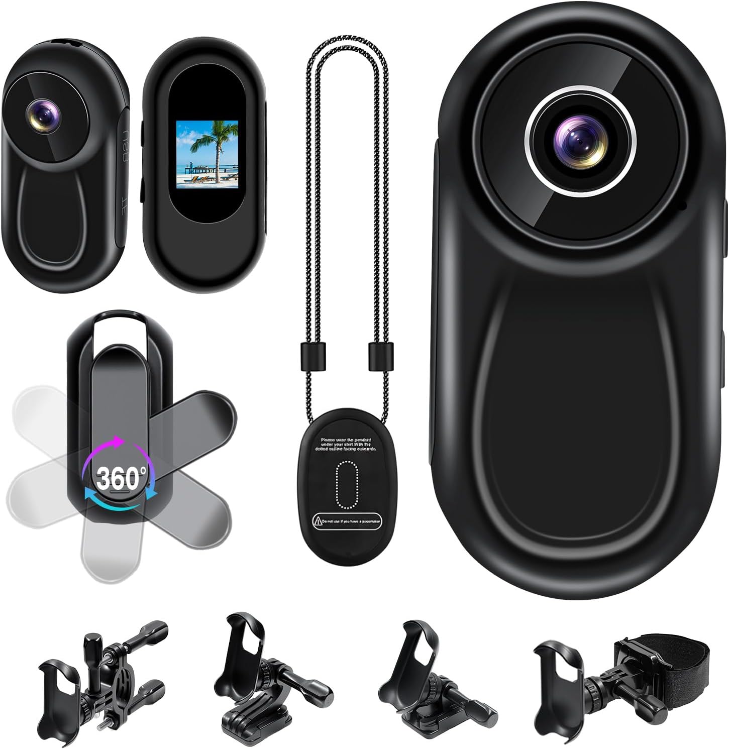 Yadayuki Cámara de Acción, 1080P HD & Clip Giratorio de 360° Camara Deportiva, Mini Cámara de Cuerpocon Imán mit 0,85 pollici Pantalla, Cámara para Casco/Moto Deportivo con Visión Nocturna