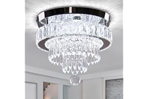 Finktonglan Lustres en cristal Morden Plafonnier en cristal Petits lustres Plafonniers Lustre encastré LED Lumière de pièce pour chambres à coucher Salon Couloir, 6500K Blanc