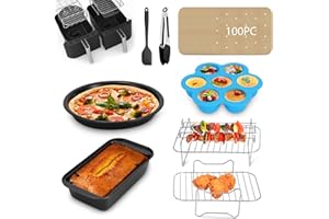 Vusddy 8-teiliges Zubehörset für Dual Zone Heißluftfritteusen - Kompatibel mit Ninja Foodi AF400EU, AF300EU, Innsky 8L, Princess 182074, Tefal 7,6L-9,5L - Doppelkammer Airfryer Accessories XL Set