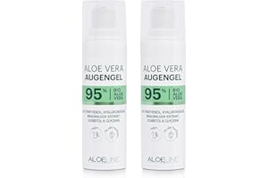 ‎ALOE LINE Aloe Vera Augengel - mit 95% Bio Aloe Vera, Panthenol, Hyaluronsäure, Allantoin - Lindert Müdigkeitsfältchen, Schwellungen, strafft & pflegt die Haut - vegan / 2er Pack (2 x 30 ml)